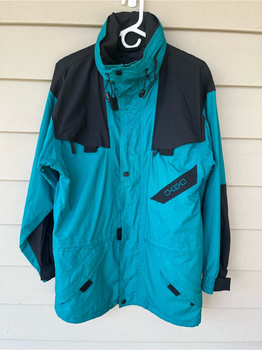 Helly Hansen Teal and Black Men's Waterproof Raincoat